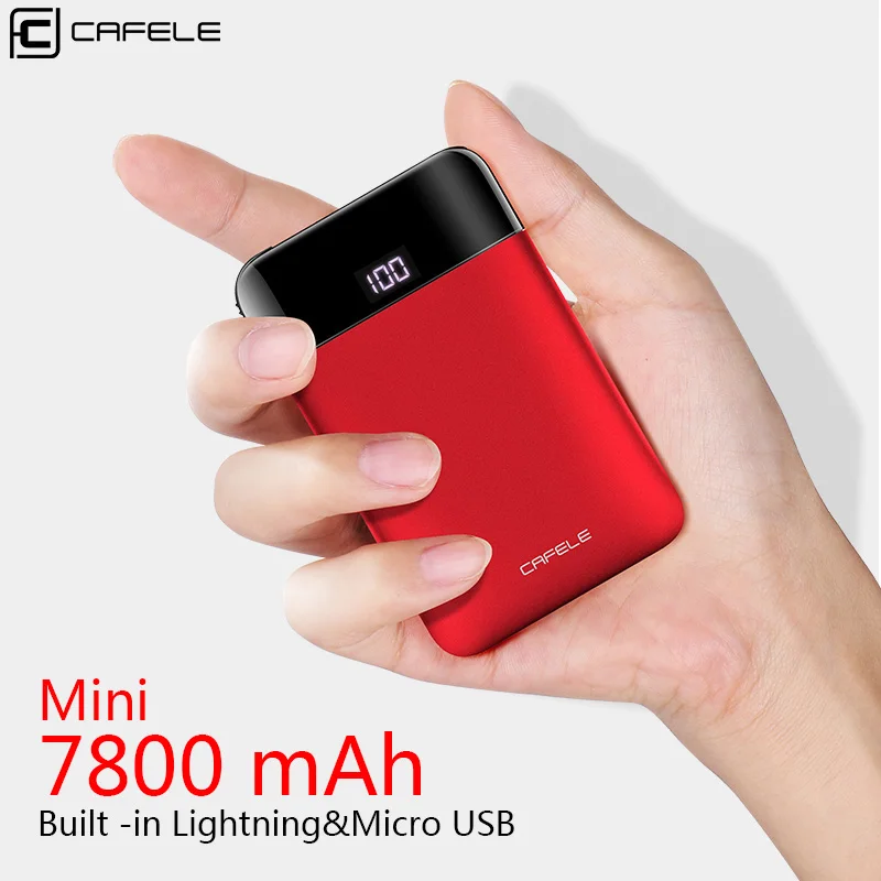 

Cafele 7800mAh Multifunctional Power Bank Mini Portable External Battery Built-in 3 Connectors for iPhone USB 2.0 Micro USB