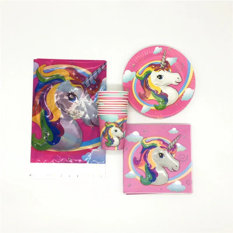 

Party Set Unicorn Cartoon theme party Tableware Paper Plate Moana Napkin For Kid Birthday Troll Party Supplies Decoration 41PCS