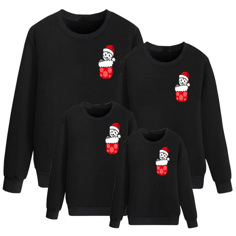 Одежда для семьи; рождественские детские рубашки с героями мультфильмов; одежда для мамы и дочки; Комбинезоны для папы и ребенка; одинаковые комплекты для семьи - Цвет: Long sleeve black