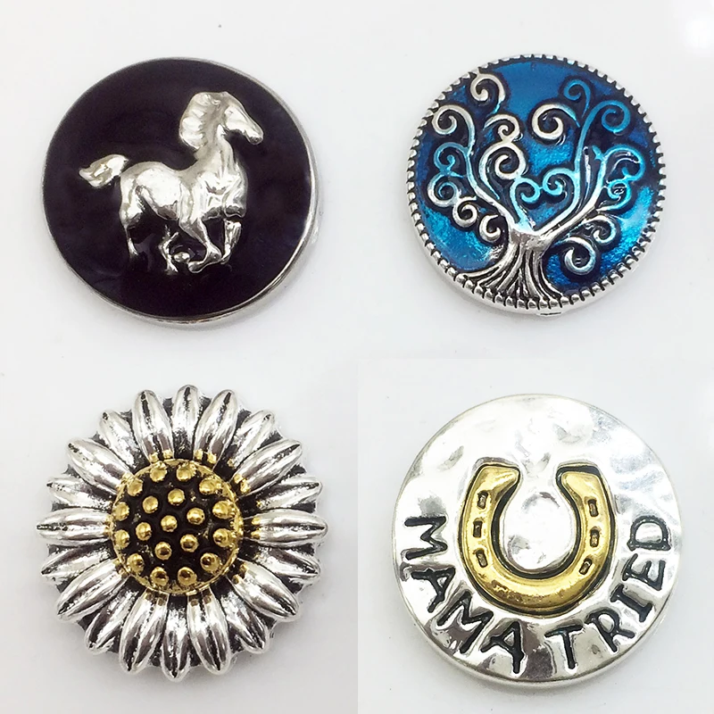 

XHB2671 tree of life sunflower horse MAMA TRIED 18mm Metal Snap button DIY jewelry