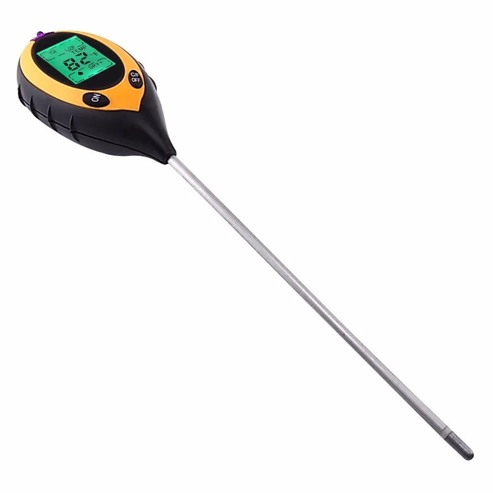 

4 in 1 Digital pH Meter measure Soil PH/ Temperature / Moisture / Sunlight Tester with Backlight