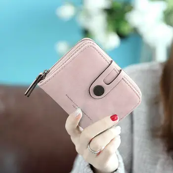 

Women Solid Cute Small Mini Wallet Coin Bag Case Leather Simple Bifold ID Card Holder Coin Pocket Purse Clutch New