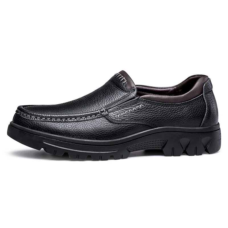 Мужские ботинки размера плюс; высококачественные ботильоны из натуральной кожи без шнуровки; удобная модная мужская обувь на платформе