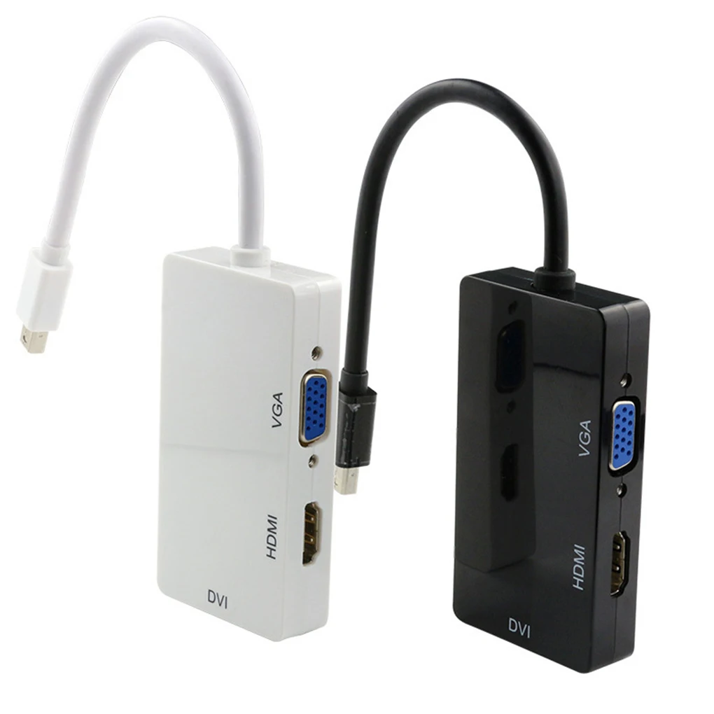 

3-in-1 Mini DisplayPort 1.2 To VGA/DVI/HDMI 4Kx2K Thunderbolt Input Adapter For Computer TV Connection