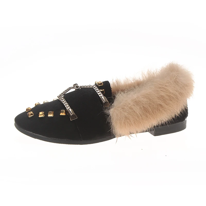 

Women's plus velvet warm peas shoes female 2018 autumn and winter new Korean flat-bottom women's shoes scoop shoes