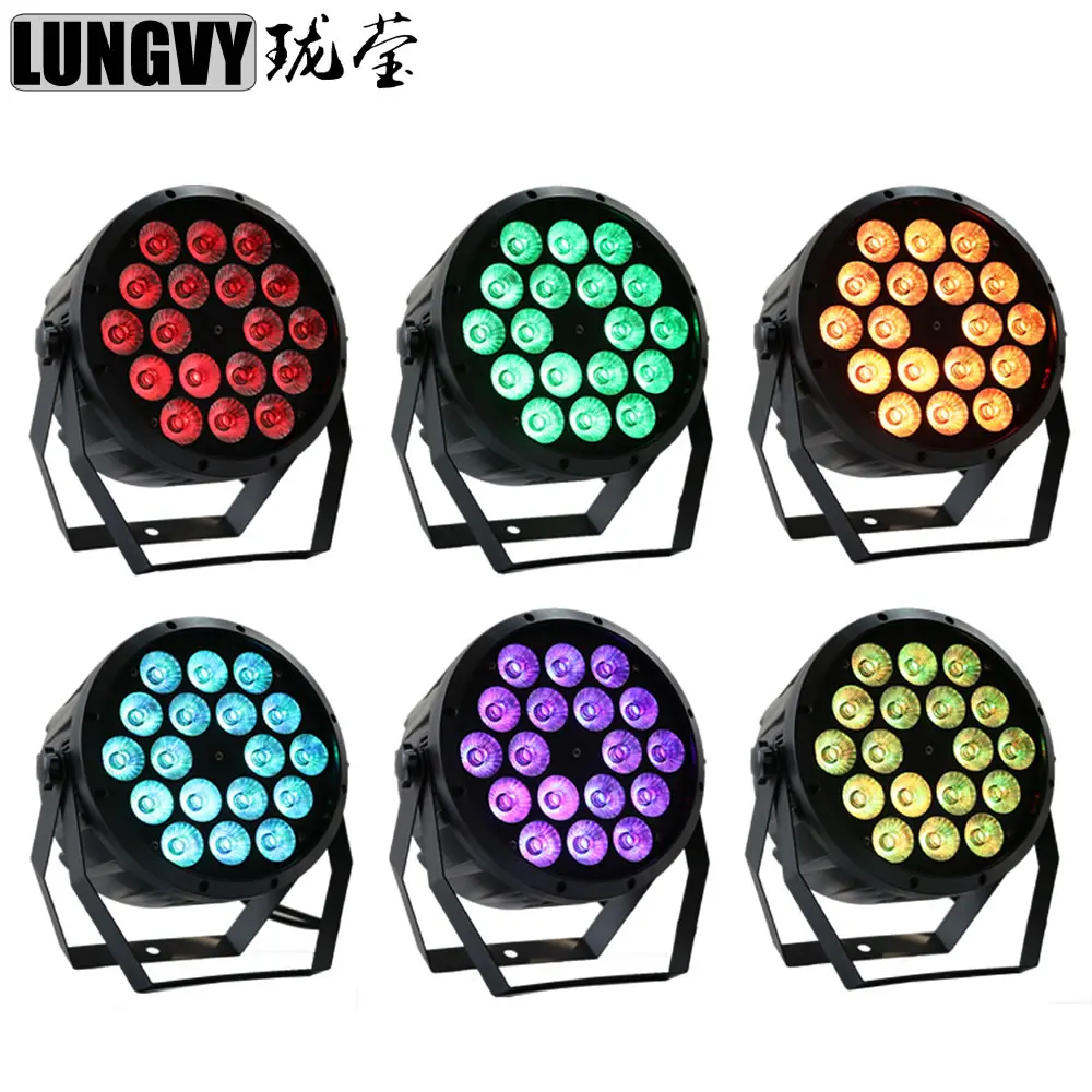 

Free Shipping 6pcs/Lot 2017 18X10W 4in1 RGBW Led Par Light Flat Plastic LED Par Can Stage Lights