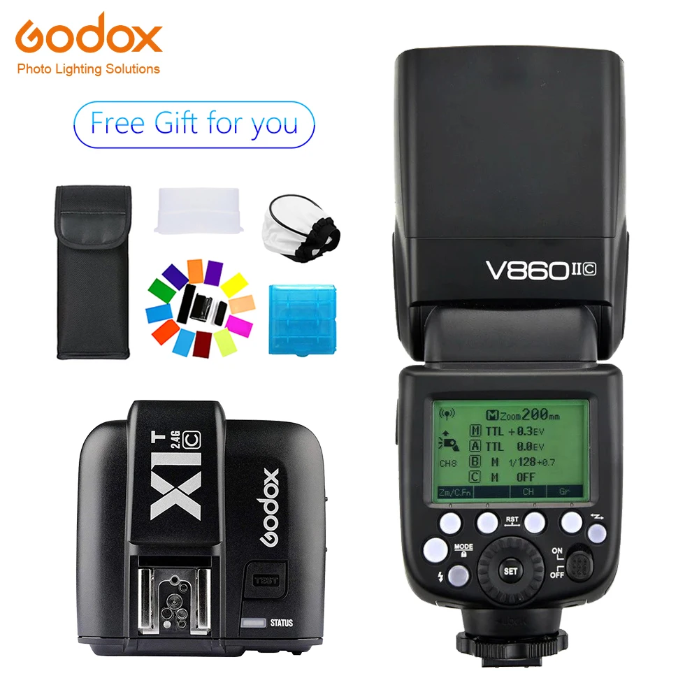 

Godox Ving V860II V860II-C Speedlite flash TTL+X1T-C Transmitter Wireless Flash Trigge for Canon Camera 1100D 1000D 7D 6D 60D