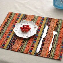 4 шт./лот, 32*45 см, этнический стиль, модная льняная тканевая салфетка, теплоизоляционный коврик, коврик для обеденного стола, подставки, газетные набивные подушечки