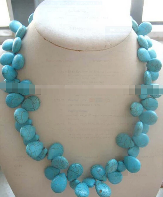 

huij 003050 turquoise green drop necklace 18