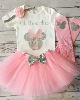 

customize glitter Oh Twodles Minnies mouse birthday bodysuit onepiece Tutu legwarmers toodles Outfit Set baby shower party gifts