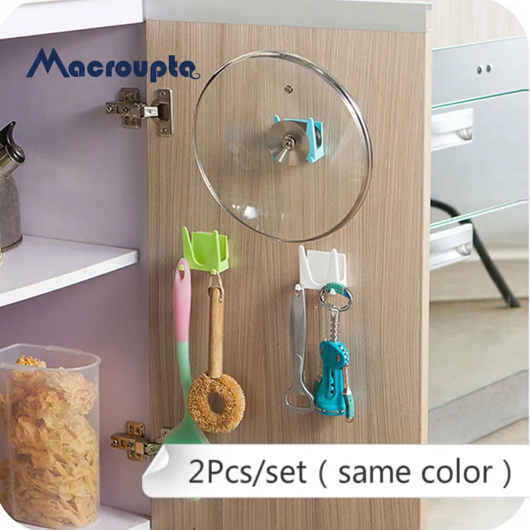 

2Pcs/set Wall Housekeeper Plastic Kitchen Pot Pan Cover Shell Cover Sucker Tool Bracket Storage Organizer Rack Hanger Storage