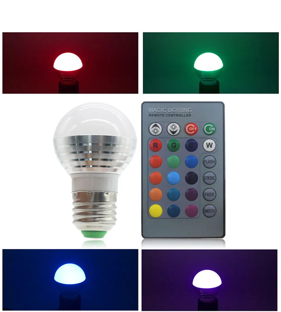 E27 E14 светодиодный 16 Цвет RGB Волшебная осветительная лампа 85-265 V 110 V 120 V 220 V RGB Светодиодный прожектор+ ИК-пульт дистанционного управления Управление