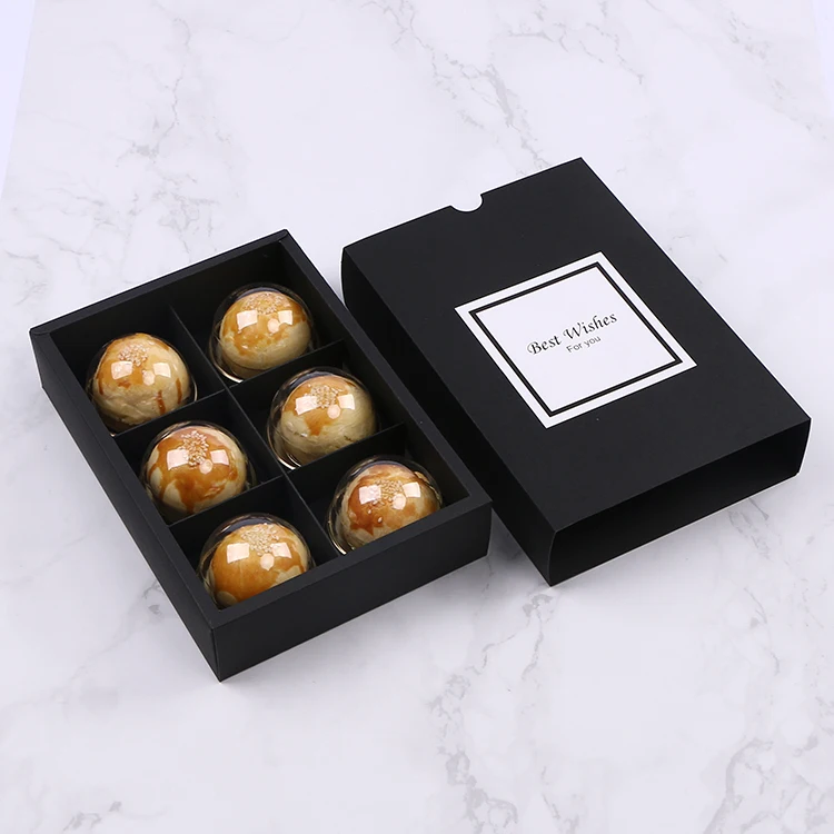 

22*15*5cm 6 Hold Black Cake Paper Box Blank Paper Chocolate Candy Cookies Gift Box 100pcs/lot Free shipping