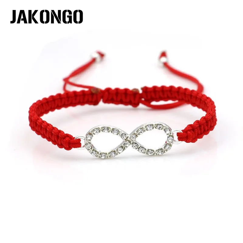 

JAKONGO Crystal Infinity Love Charm Braided Bracelet Red Rope Bracelet for Women Men Adjustable Handmade Bracelet