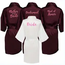 RB91 Модный Шелковый халат для матери с золотыми буквами, сексуальный женский короткий атласный свадебное кимоно, одежда для сна