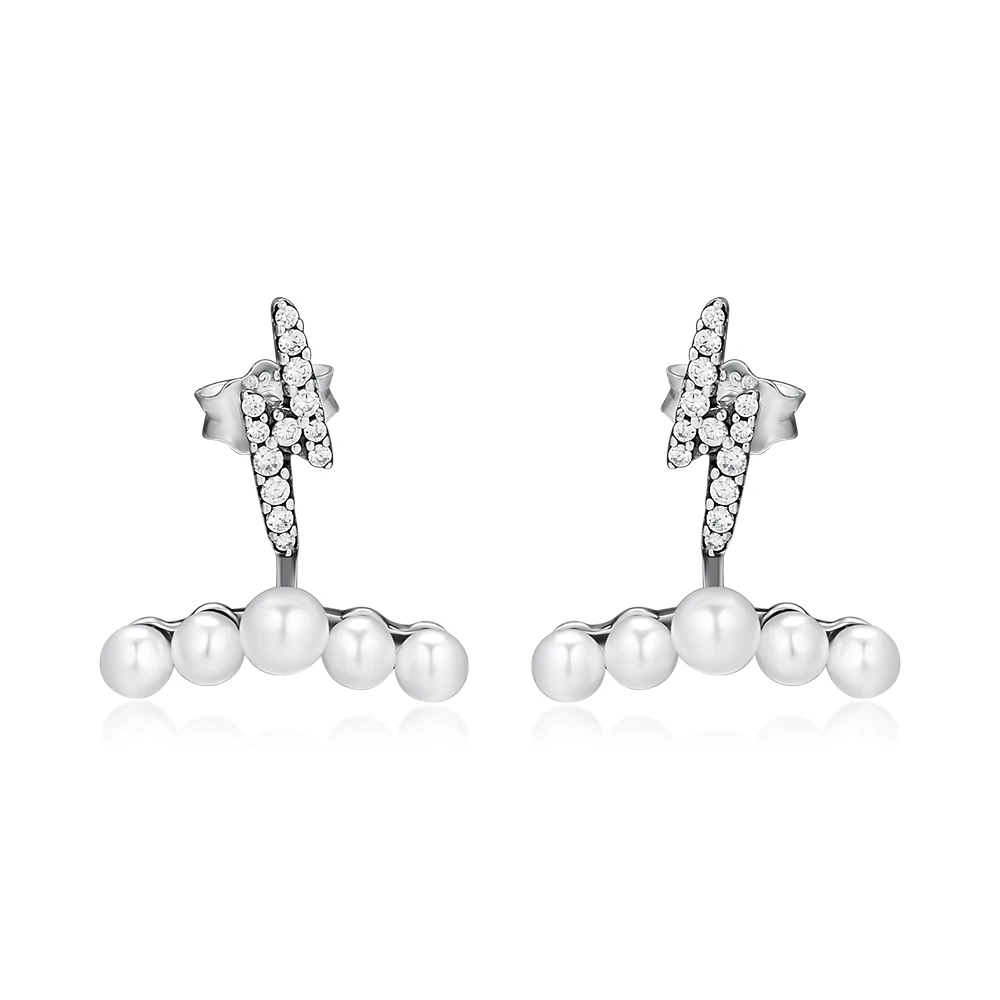 

100% 925 Sterling Silver Earrings Wedding Party Gift Luminous Elegance Pearl Stud Earrings For Women DIY Jewelry Wholesale