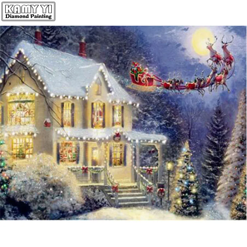 Diamond Painting Santa with White House 25x30cm XY1 | Дом и сад