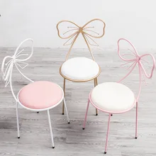 Скандинавский короткий современный стул для маникюра, металлический стол для маникюра, стол с бантом, милые розовые стулья
