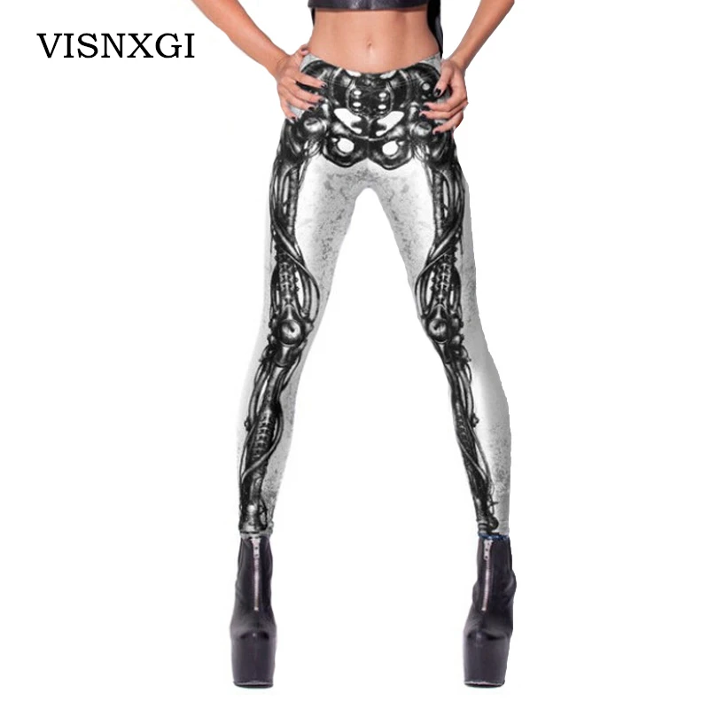 

Leg Bones Printed Halloween Legging Plus Size Skeleton Frame Women New Black 3D Leggings Digital Print Leggins Milk Vintage K140