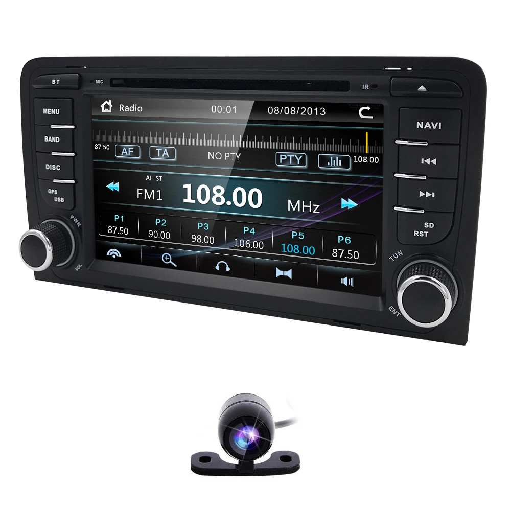 Sale In stock Car DVD Radio Player for AUDI A3 2003-2011 S3 RS3 navigation BT Mirror link  Bluetooth USB Free back camera 8G TF card 2