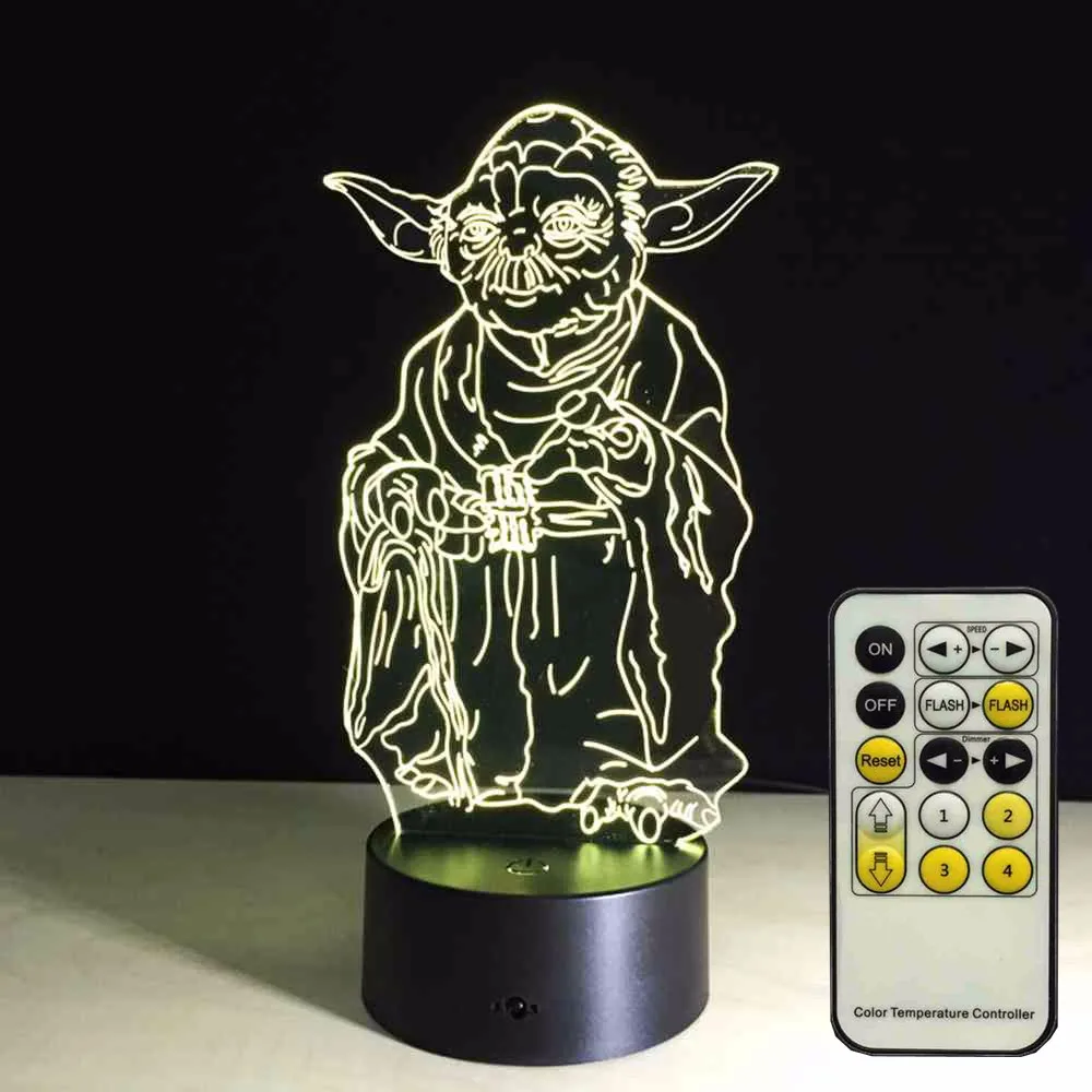 Star Wars 3D Bulbing Light LED Master Yoda Jedi Leader Lighting Home Decor Table Lamp Nightlight 3d lamp night light kids | Игрушки и