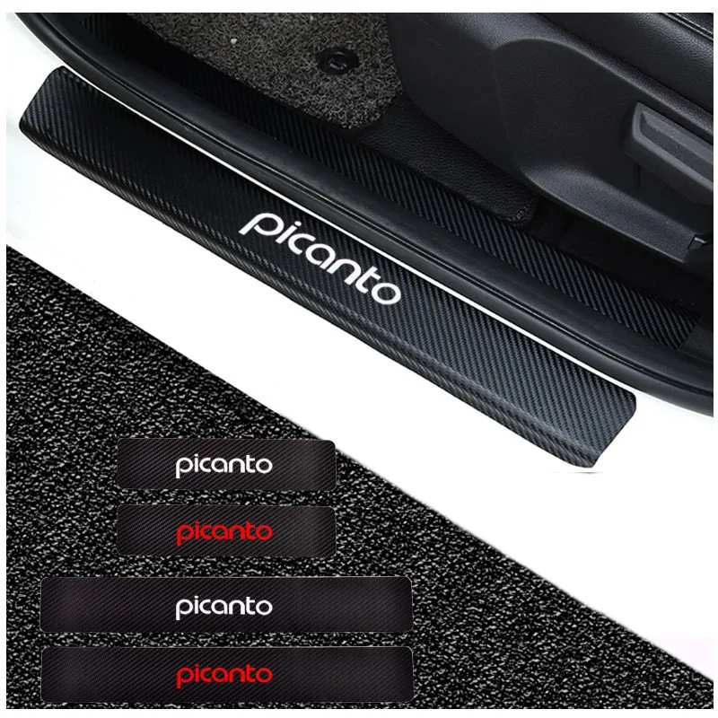 

For Kia Picanto Door Threshold Plate Car Door Sill Step Plate Carbon Fiber Pu leather Car-Styling
