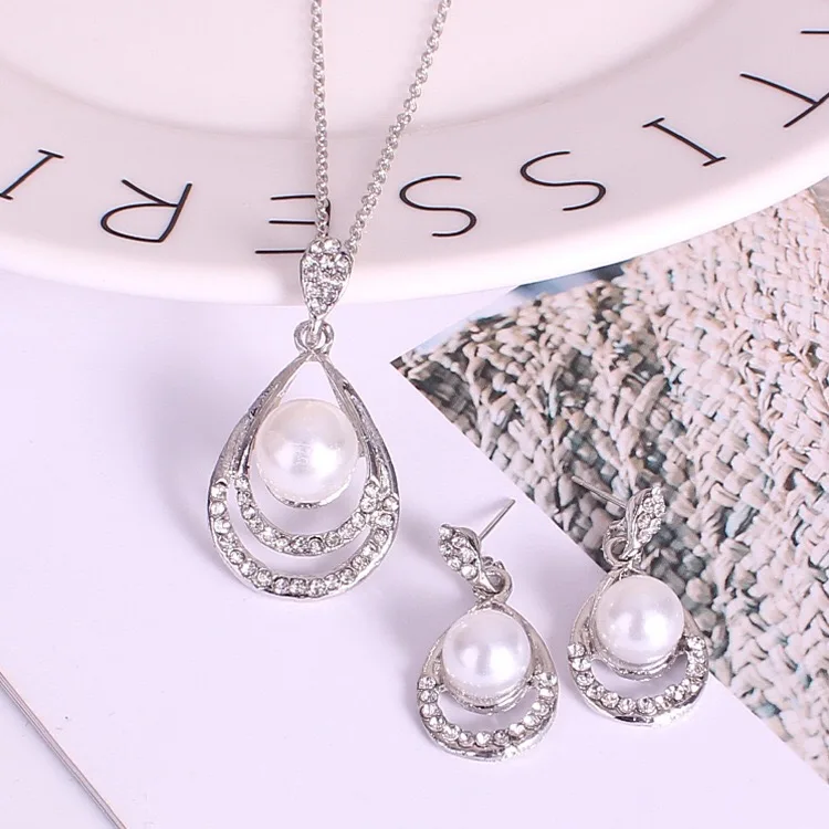 Pearl drop necklace earrings set (9)