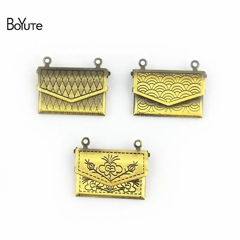 BoYuTe 10Pcs 1520MM Metal Brass Antique Bronze Envelope Photo Locket Pendant Diy Floating Locket Charms for Jewelry Making (2)