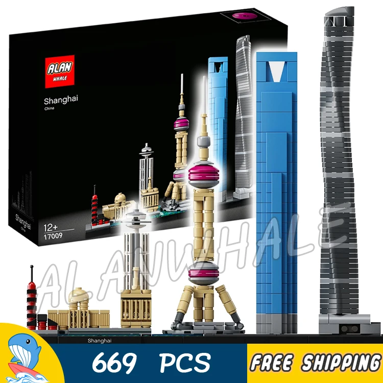 

669pcs Architecture Shanghai Skyline The Oriental Pearl TV Tower 17009 Model Building Blocks Toys Bricks Compatible With lego