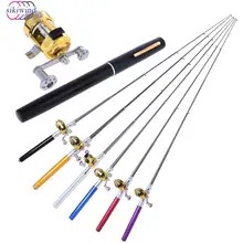 

6 Color Aluminum Alloy Fishing Pole Set Portable Fishing Rod Pocket Telescopic Pen Shape Fishing Rod Combo With Reel Wheel