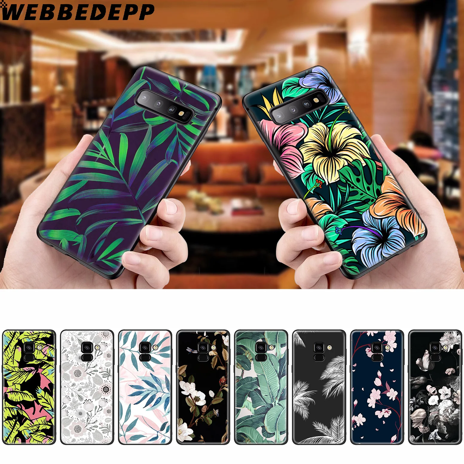 WEBBEDEPP Vintage Plant Leaf Silicone Case for Samsung Galaxy A3 A5 A6 A7 A8 A9 A10 A20 A30 A40 A50 A70 M10 M20 M30 |