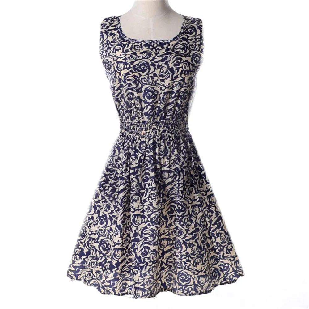 Fashion Tunic Women Dress 2016 Plus Size XXL O-neck WOMEN DRESS Summer Style Floral Print Casual Dresses Women Vestidos Woman (29)