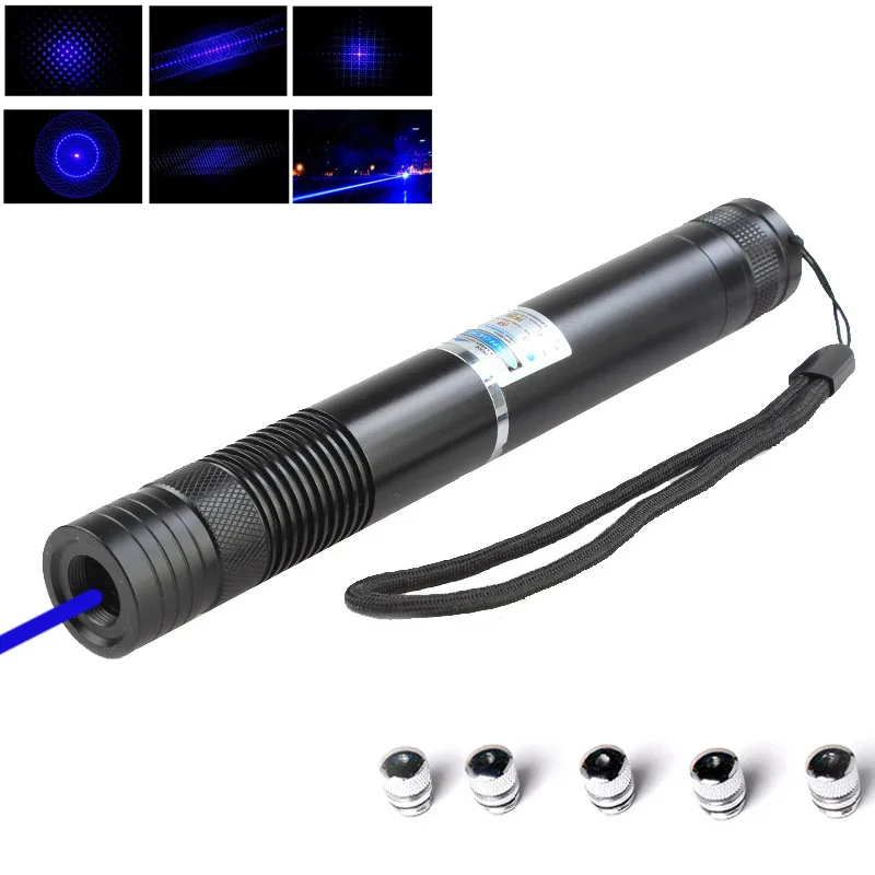

Zoomable 450nm 2000mw Blue Laser Pointers Flashlight burn match cigarette lit with 5 star caps+2pcx16340 battery+Charger