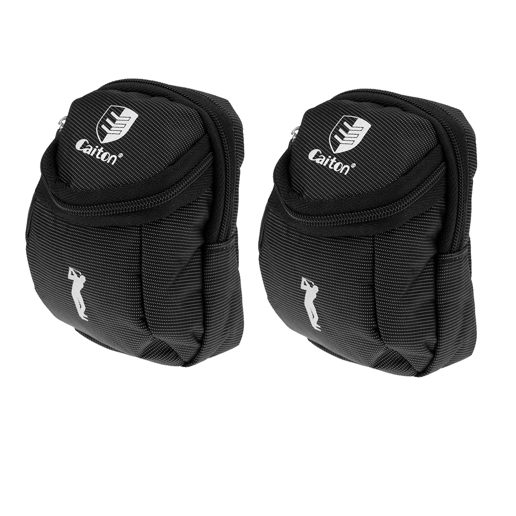 

MagiDeal 2 Piece Black Mini Golf Ball Holder Pouch Bag Golf Kit Bag - Portable and Durable Golf Ball Holder Pouch
