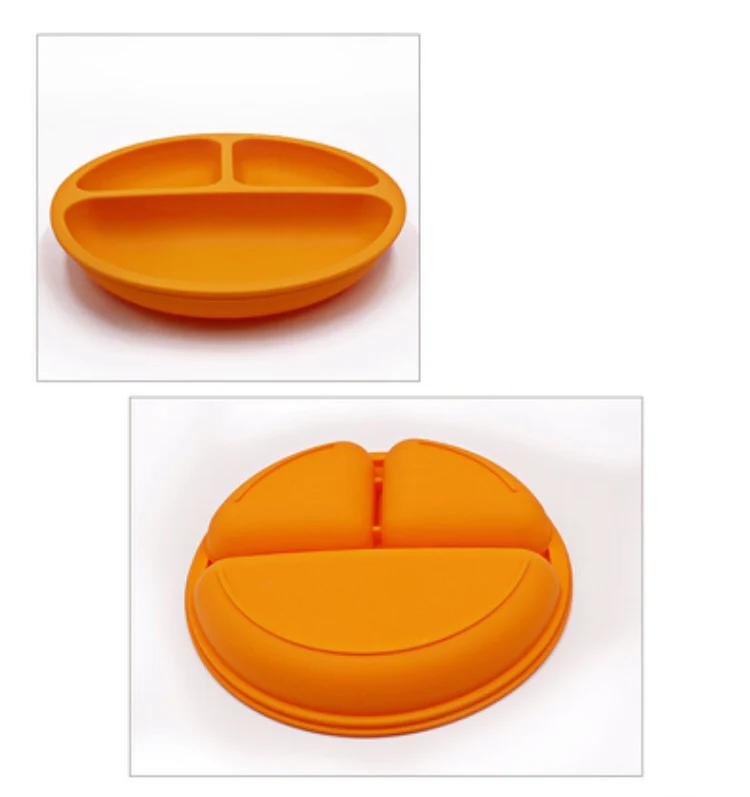 Kids Plates - Toddler Plates - Silicone Plate with Dividers for Baby, Kids & Toddlers - Set of 3 - Microwave Safe Dishes - Teal,