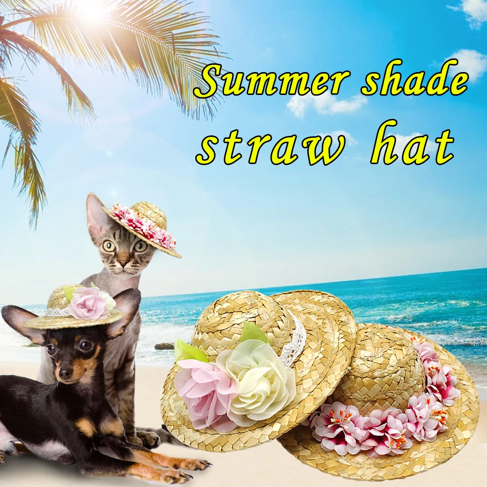 Летняя собачья шапка с котами соломенные собаки Sombrero шляпа для животных
