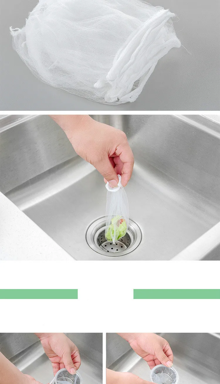 

30p/set white bag Polyester material sink filter kitchen sink debris anti-blocking garbage net bag net leak