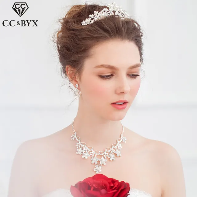 Cc Jewelry Crowns Tiaras Bridal Crystal Pearl Tiara Wedding Hair Cc Jewelry Crowns Tiaras Bridal Crystal Pearl Tiara Wedding Hair Accessories For Women Party Headwear Queen