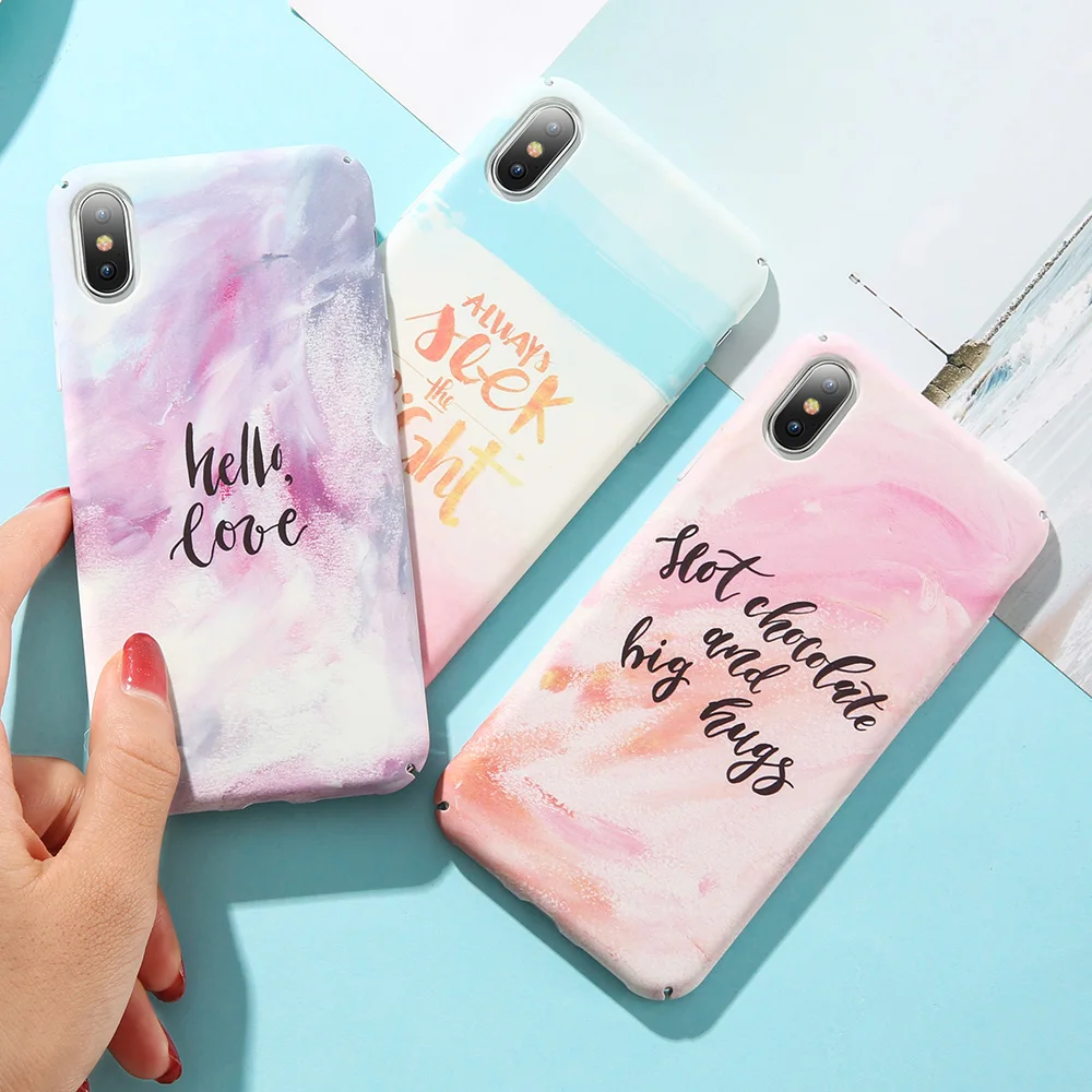 KISSCASE Patterned Phone Case For iPhone XS XR MAX X 7 8 Watercolor Ink Hard Cover 6 6s Plus 5 5s se Fundas |
