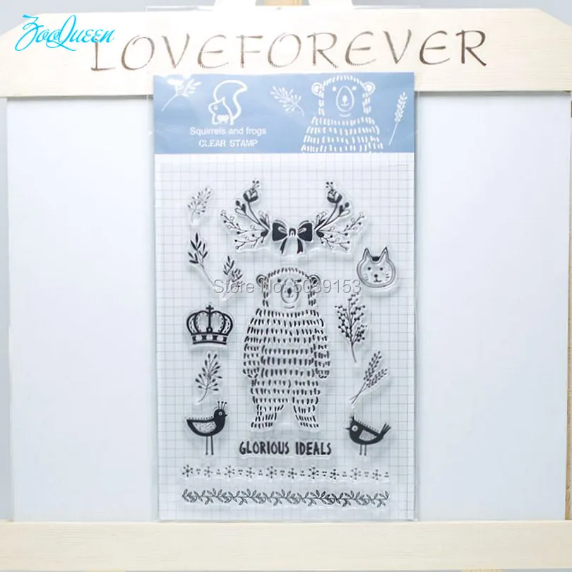 

Bear Crown transparent clear stamps for Scrapbooking/Card Making/Stamps set stationery Kid Christmas Fun Supply Decorations