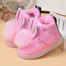 Hiver Bébé Filles Coton Chaussures Bottes De Fourrure De Lapin Enfants Bébé Garçons Chaussures Réchauffement Épaississement En Peluche Bottes Fond Mou Enfants Boot