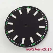 30,8 мм черные светящиеся часы циферблат без даты для движения Mingzhu DG2813
