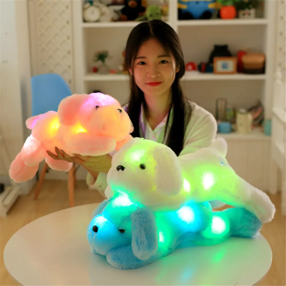 

AIBOULLY 35cm / 50cm plush dog doll with color LED light glow dog embroidery children's toys girls birthday gift
