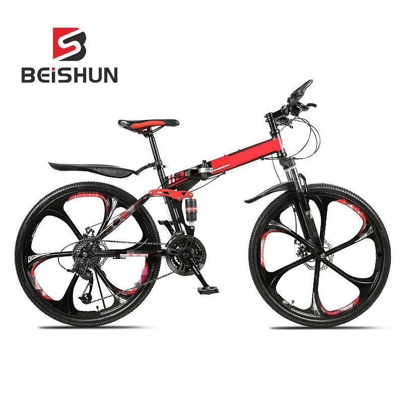 Top Folding Mountain Bike Bicycle 21-30 Speed Double Shock Absorption Integrated Wheel Cross Country Mountain Bike 3