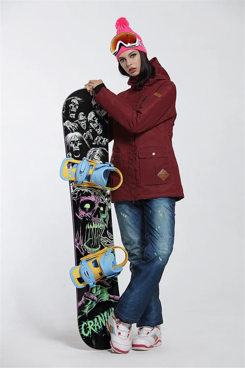 GSOU лыжная куртка женская зимняя теплая камуфляжная куртка для сноуборда водонепроницаемая ветрозащитная Женская 4 цвета женская спортивная одежда