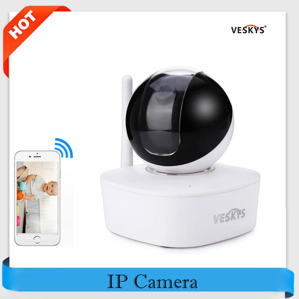 

VESKYS 960P HD WiFi IP Camera 90 Degree FOV P2P Network Security Cam 1.3MP Night Vision IR-Cut Support APP PTZ Remote Control