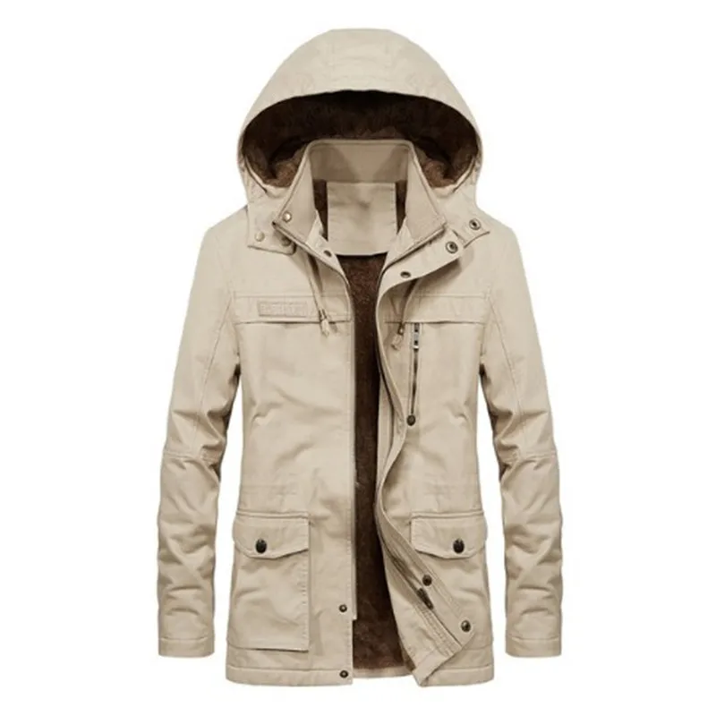 Осенне-зимнее пальто, Новое мужское в дополнение к бархатной куртке, повседневное мужское длинное пальто с эффектом потертости, куртка с капюшоном, большие размеры M-4XL 5XL