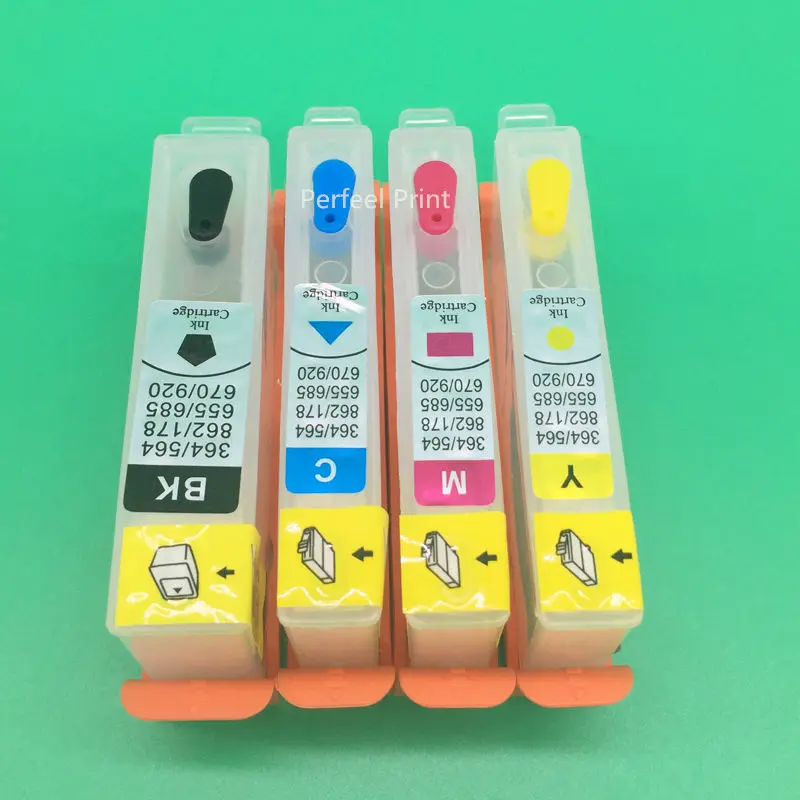 

4PCS For HP920 Empty Refillable Cartridge With Permanent Chip For HP OfficeJet 6000 6500 6500A 7000 7500A BK C M Y