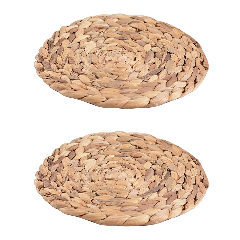 JJBS 2pc Natural Water Hyacinth Weave Placemat Round Braided Rattan