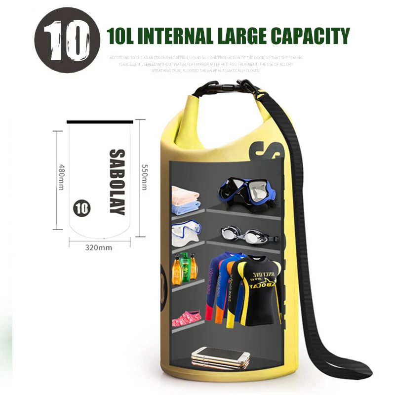 10L seco impermeable al aire libre viaje bolsa paquete saco natación Rafting kayak Trekking río flotante vela piragüismo canotaje A880WD 10L seco impermeable al aire libre viaje bolsa paquete saco natación Rafting kayak Trekking río flotante vela piragüismo canotaje A880WD